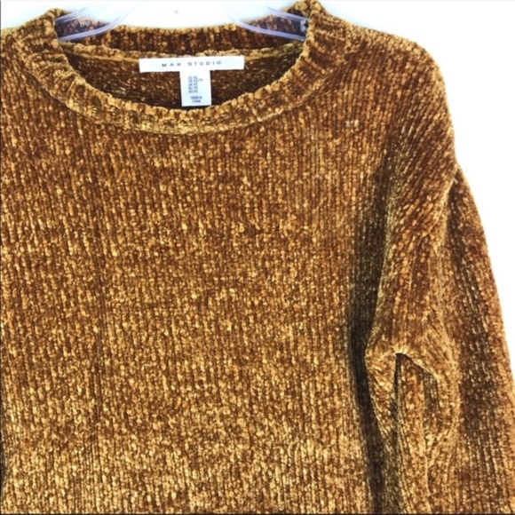 Max Studio | Mustard Gold Crop Oversized Sweater XS - Picture 3 of 7